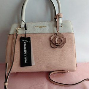 Karl Lagerfeld Peach and White Leather Handbag